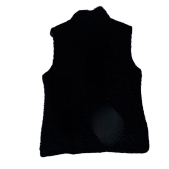 Denim & Co Vest L Reversible Zip Front Textured Faux Fur Quilted Winter Fall - Picture 6 of 9